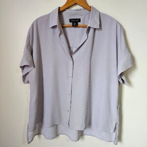 EUC RACHEL ZOE PINSTRIPE LOOSE FITTING BUTTON DOWN SHIRT SIZE M
